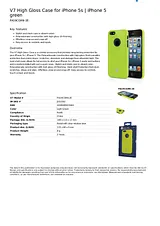 V7 High Gloss Case for iPhone 5s | iPhone 5 green PA19CGRN-2E Merkblatt