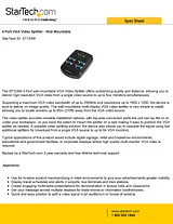 StarTech.com 4 Port VGA Video Splitter - Wall Mountable ST124W User Manual