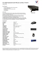 V7 USB Keyboard and Mouse combo, French CK0A1-4E1P Hoja De Datos