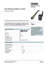Phoenix Contact Sensor/Actuator cable SAC-3P-MS/ 0,6-PUR/CI-1L-Z SCO 1435593 1435593 Data Sheet