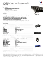 V7 USB Keyboard and Mouse combo, UK CK0A1-4E3P 数据表