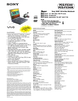 Sony PCG-FX240 Specification Guide