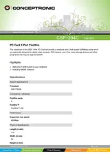 Conceptronic PC Card 2-Port FireWire 1100004 Fiche De Données