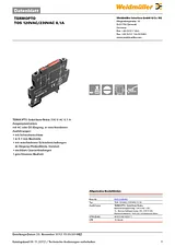 Weidmueller OPTOCOUPLER TOS 120VAC/230VAC 0.1 A 8951240000 Техническая Спецификация
