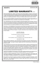 Sony KDL-40SL130 Warranty Information