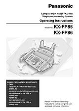 Panasonic KX-FP86 Manuel D’Utilisation