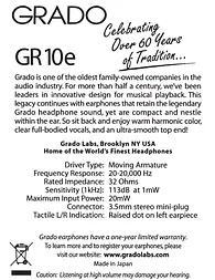 Grado GR10e Owner's Manual