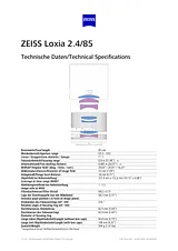 Carl Zeiss Planar T* 85 mm f/ 1.4 Z Lens Manual