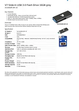 V7 Slide-In USB 3.0 Flash Drive 16GB grey VU316GDR-GRY-2E Dépliant