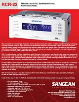 Sangean AM/FM/Aux Atomic Clock Radio RCR-22 Leaflet
