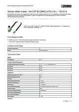 Phoenix Contact Sensor/Actuator cable SAC-5P-M12MR/2,0-PVC B-L 1431610 1431610 Data Sheet