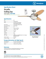 Westinghouse Arcadia 46-Inch Reversible Three-Blade Indoor Ceiling Fan 7877500 Specification Sheet