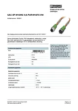Phoenix Contact Sensor/Actuator cable SAC-5P-M12MS/ 0,6-PUR/M12FS VW 1693911 1693911 Hoja De Datos