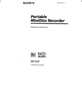 Sony MZ-R30 Manual