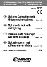 GEV Digital combination lock with keypad illumination DK-9827 Data Sheet