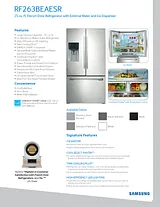 Samsung RF263BEAESG/AA Specification Sheet