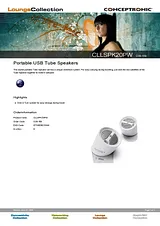 Conceptronic Portable USB Tube Speakers C08-169 Справочник Пользователя
