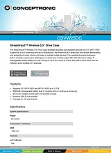 Conceptronic StreamVault Wireless 2.5” Drive Case 1322100 Fiche De Données