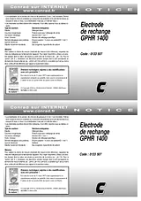 Greisinger Replacement electrode GE 100 Compatible with Digital pH/mV meter GPHR 1400, 13 34 85 600766 Hoja De Datos