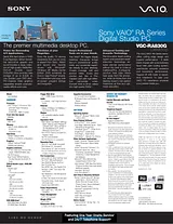 Sony VGC-RA830G Guide De Spécification