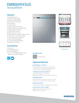 Samsung DW80J9945US/AA Guia De Especificaciones