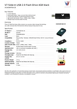 V7 Slide-In USB 2.0 Flash Drive 4GB black VU24GAR-BLK-2E Scheda Tecnica