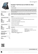 Kensington Portafolio™ Soft Folio Case for iPad mini™ 3/2/1- Black K97126WW Leaflet