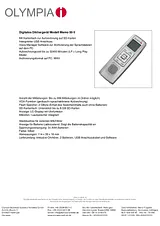 Olympia Dictaphone MEMO 99 II Silver 2422 2422 Data Sheet