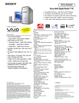 Sony PCV-RS420 Specification Guide