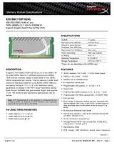 Kingston Technology PnP 4GB DDR3-1866MHz Kit KHX1866C11S3P1K2/4G Data Sheet