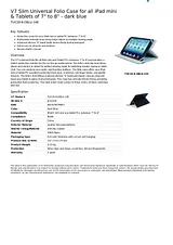 V7 Slim Universal Folio Case for all iPad mini & Tablets of 7" to 8" - dark blue TUC20-8-DBLU-14E Leaflet