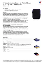 V7 Ultra Protective Sleeve for Tablet PCs up to 10.1" & iPad - Black/Purple TD23BLK-PL-2E Hoja De Datos