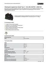 Phoenix Contact Type 2 surge protection device VAL-MS 230/FM 2839130 2839130 Data Sheet