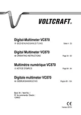 Voltcraft VC870 (K) Digital Multimeter with Software included 40 000 Counts CAT IV 600V, CAT III 1000V VC870 (ISO) 사용자 설명서