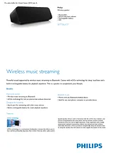 Philips Wireless speaker SBT75BLK SBT75BLK/37 Merkblatt
