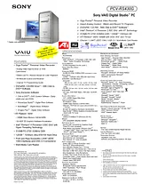 Sony PCV-RS430G Guide De Spécification