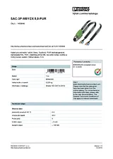 Phoenix Contact Sensor/Actuator cable SAC-3P-M8Y/2X 5,0-PUR 1458648 1458648 Data Sheet