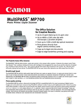 Canon multipass mp700 Guia De Especificação