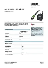 Phoenix Contact Sensor/Actuator cable SAC-3P-MS/ 3,0-116/A-1L-Z SCO 1453436 1453436 Data Sheet