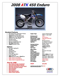 ATK Motorcycles ATK 450 Enduro 2008 产品宣传页