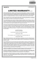 Sony KDL-32S3000 Warranty Information