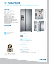 Samsung RH29H9000SR Specification Sheet