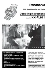 Panasonic KX-FL611NL Laser Fax/Copier Machine KX-FL611NL 사용자 설명서