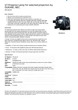 V7 Projector Lamp for selected projectors by DUKANE, NEC VPL146-1E Leaflet