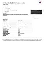 V7 Standard USB Keyboard, Nordic KC0D1-5ESP Data Sheet