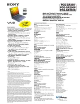 Sony PCG-GR290P Guia De Especificação