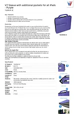 V7 Sleeve with additional pockets for all iPads - Purple TA20PUR-1E Scheda Tecnica