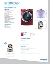 Samsung DV42H5400G Specification Sheet