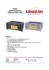 Sangean Clock Radio RCR-2 RCR2ZIL Leaflet