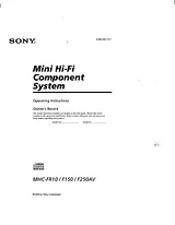 Sony MHC-F150 Manual